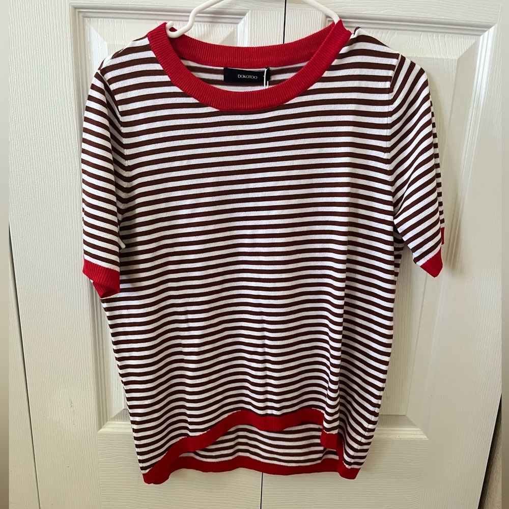 Brown and red striped sweater - women’s M